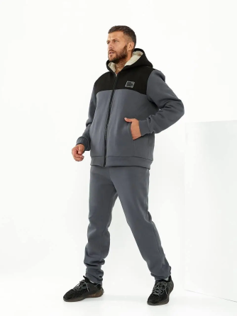 Чоловічий теплий костюм на флісі з хутром Сірий 52/54 Харків