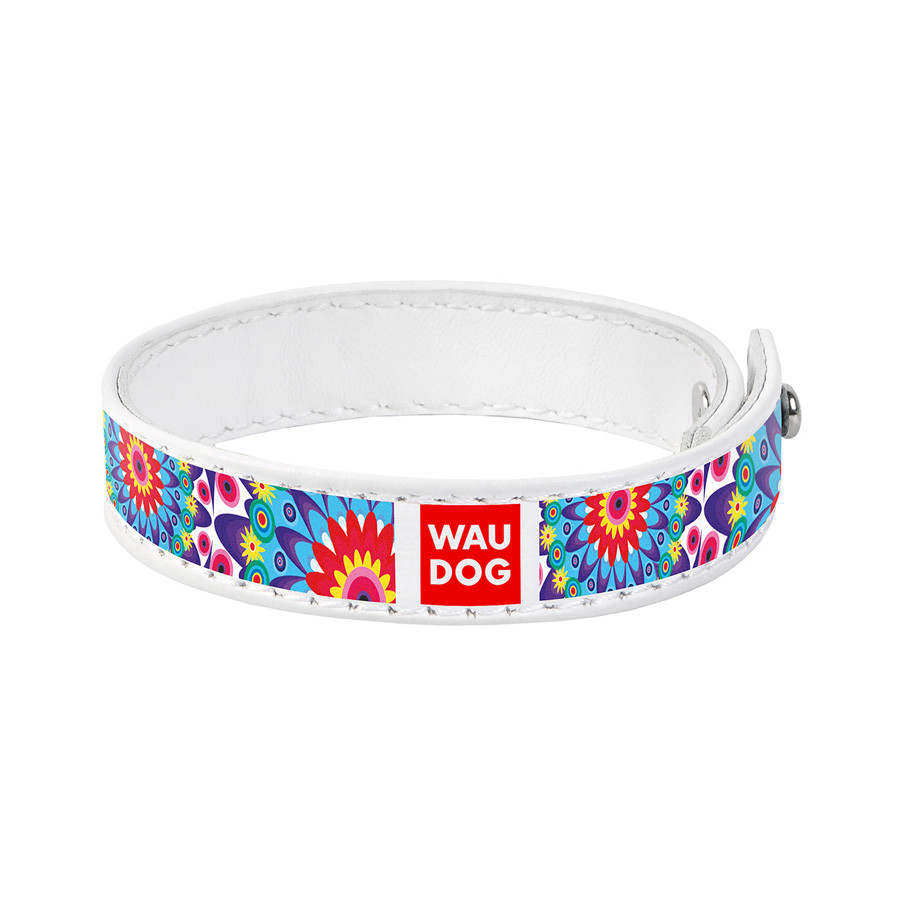 Браслет WAUDOG Design з малюнком "Квіти", преміум шкіра (ширина 15мм, довжина 18-20см) білий Коломия - фото 1