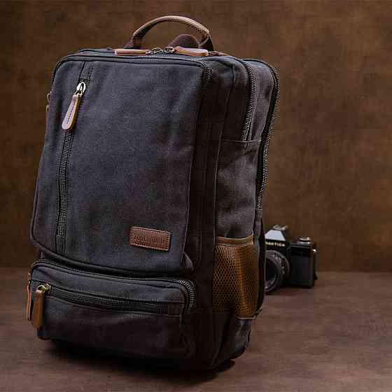 Рюкзак текстильный дорожный унисекс на два отделения Vintage 20611 Черный Киев