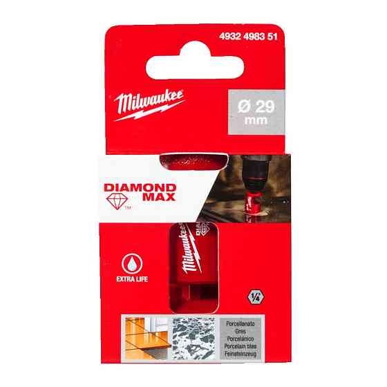 Коронка алмазна Diamond Plus/Max MILWAUKEE, диаметр 29,0мм (1/4' Hex) (сверление с водой) Одесса