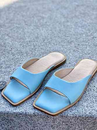 VIFEST Шльопанці жіночі з натуральної шкіри на плоскій підошві блакитні літні VIFEST 2016 р. 36 Коломыя