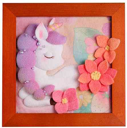 Набір для валяння голкою "Єдиноріг" YG0252 рамка 18х18 см, дерево Вінниця