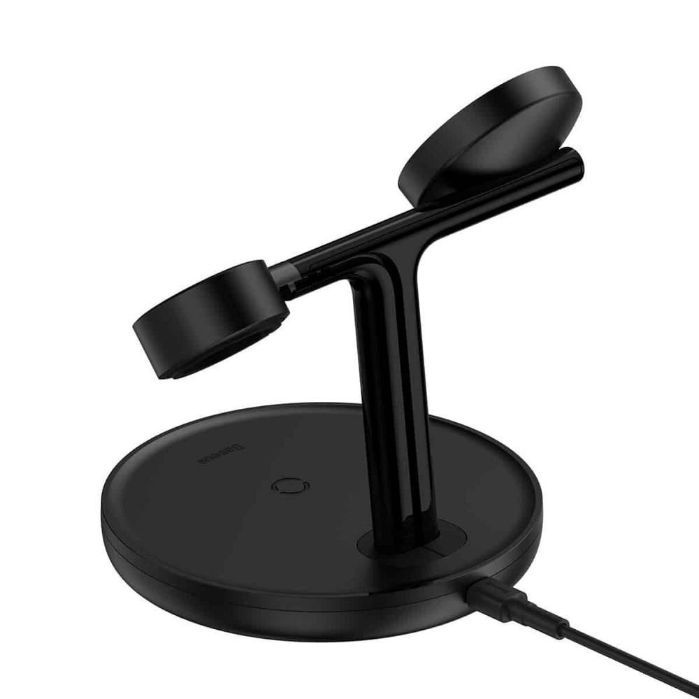 Бездротовий зарядний пристрій Baseus Swan 3 в 1 Magnetic Charging Bracket 20W, колір чорний Universal WXTE000101 Одеса - фото 4
