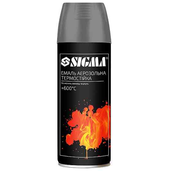 Sigma Эмаль аэрозольная акриловая термостойкая +600°С 400мл RAL 9065 серебряный мат SIGMA (2736 Коломия