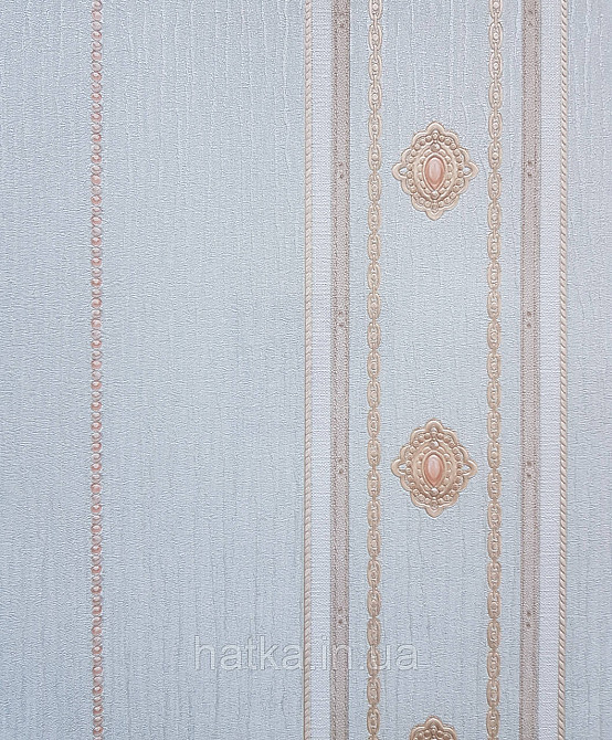 Обои виниловые на флизелине AdaWall Seyyah 1.06х10 полосы широкие завитки розетки изумрудные золотистые Киев - изображение 2