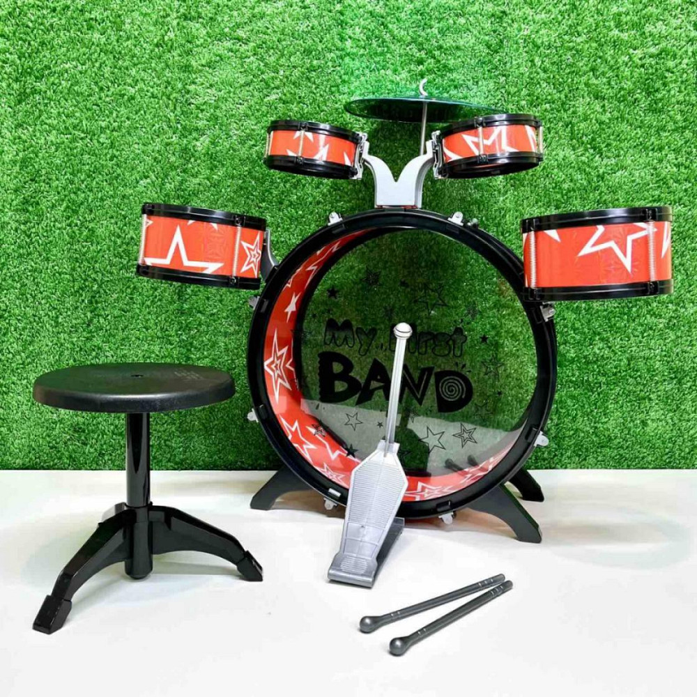 Барабанна установка іграшкова 4 барабани з паличками та стільчиком Червона (1919) Чернигов - изображение 4