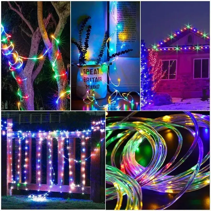 Вулична гірлянда RcStarry 30 м, 300 LED, тепле жовтогаряче світло, у ПВХ трубці, з пультом ДУ, IP65 Київ - фото 4