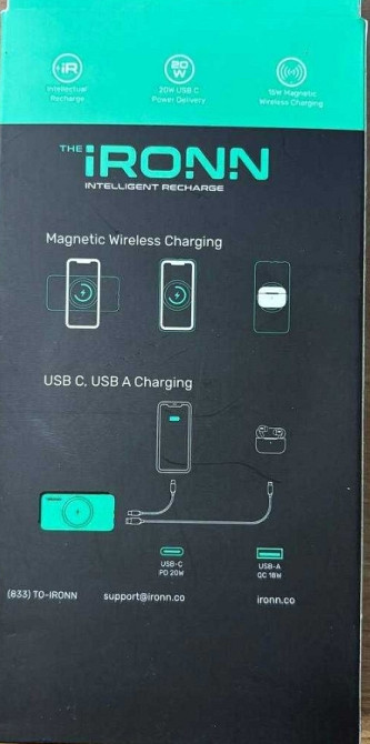 Power Bank IRONN Magnetic Wireless 10000mAh Black (IR2015MWH) Харьков - изображение 2