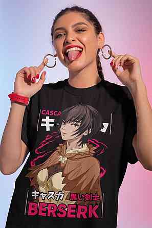 Футболка для хлопчика з аніме принтом Берсерк Манга Стріп Гутс оверсайз (зріст від 165 до 180) Чорний AnimeJ0138m Дніпро