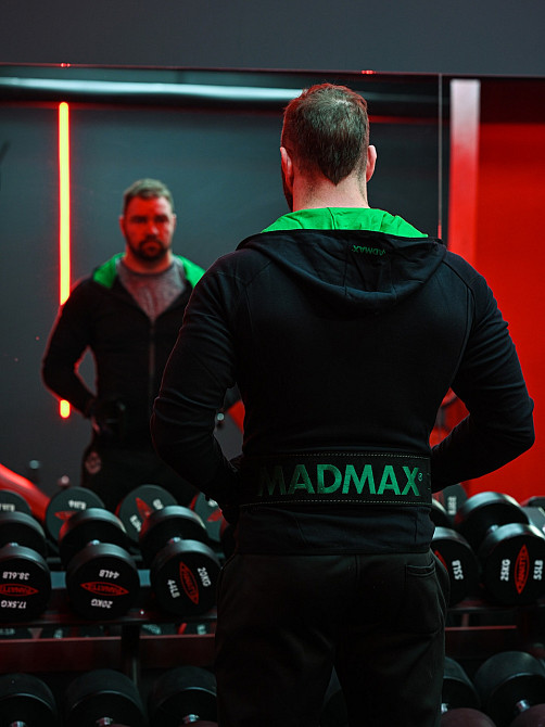 Пояс для важкої атлетики MadMax MFB-301 Suede Single Prong шкіряний Black/Green L Київ - фото 10