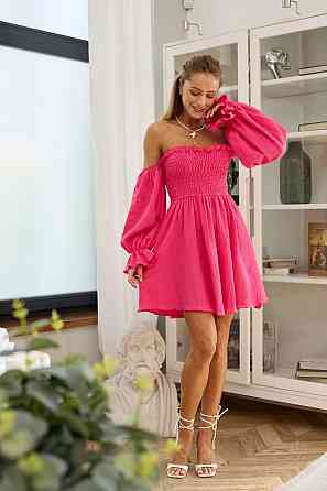 Женское стильное муслиновое легкое платье с рукавами воланами хлопок 100% Малина, 42/46 Одесса