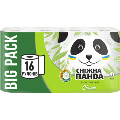 Туалетная бумага Сніжна Панда Classic 2 слоя 16 рулонов (4820183971265) Винница - изображение 1