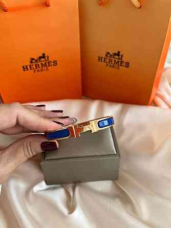 Роскошный браслет Hermes жесткий | насыщенный синий -  эмаль | напыление золото 18К |  размер 16-17 Одесса