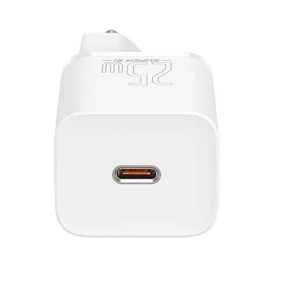 Мережевий зарядний пристрій Baseus Super Si Quick Charger 1C 25W EU Sets, колір білий (With Mini, колір білий Cable Type-C - Одеса