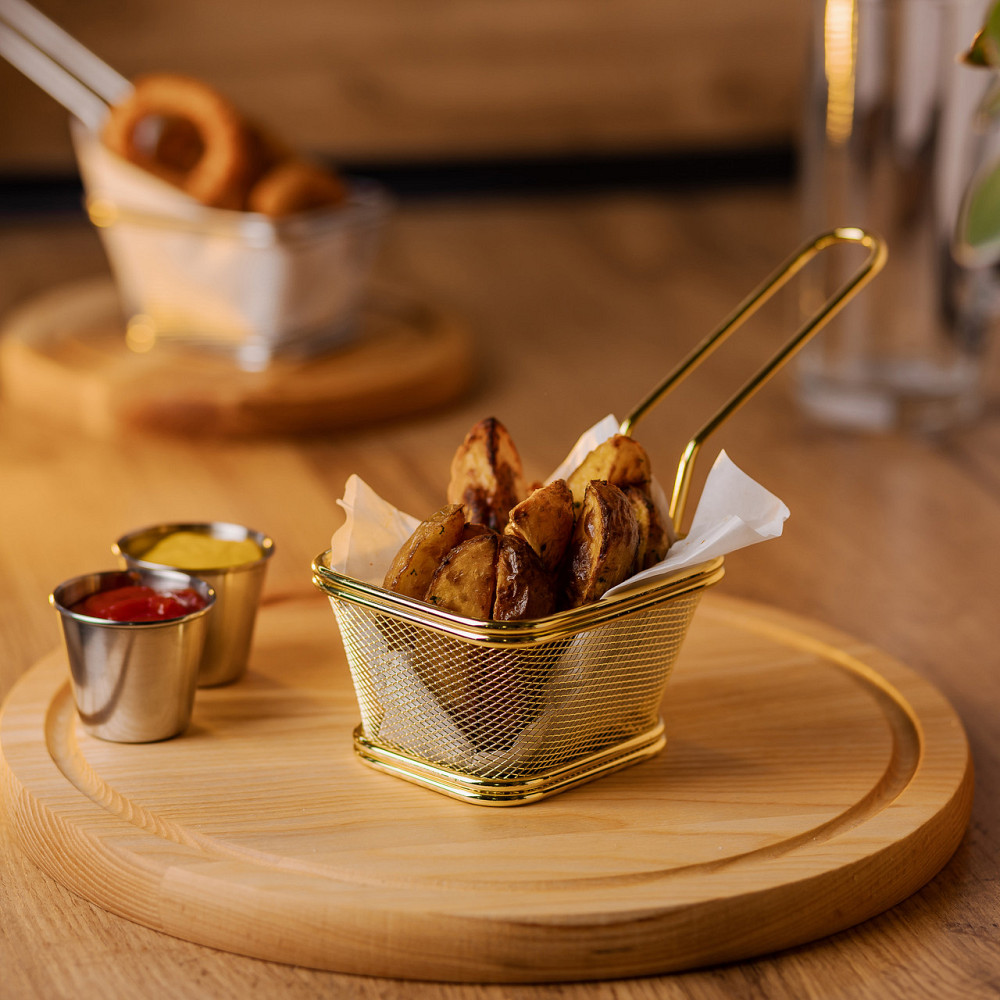 Zhongjing Кошик сервірувальний для подачі картоплі фрі та снеків 10,5×9×5,5 см Золотий HP-19-4- Коломыя - изображение 4