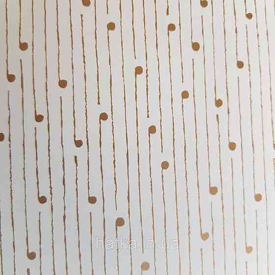 Шпалери вінілові на флізелін Caselio The Place to bed 0.53х10 м смуги точки золотисті на білому 3д Київ