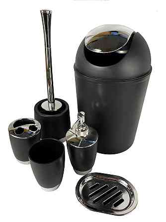 Набір якісних стильних аксесуарів для ванної кімнати з 6 предметів, Чорний Кам'янець-Подільський