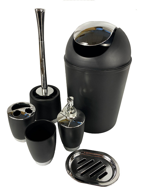 Набор качественных стильных аксессуаров для ванной комнаты из 6 предметов, Чорный Каменец-Подольский - изображение 1