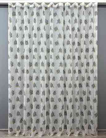 Тюль VR-Textil 1801т Шифон с принтом Белый с серым 300х270 см (40-099) Киев