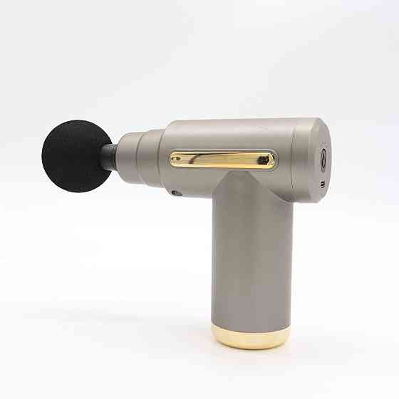 Перкусійний масажер з 4 насадками Gun Massager, Сірий / Ручний масажер / Масажер для тіла Київ