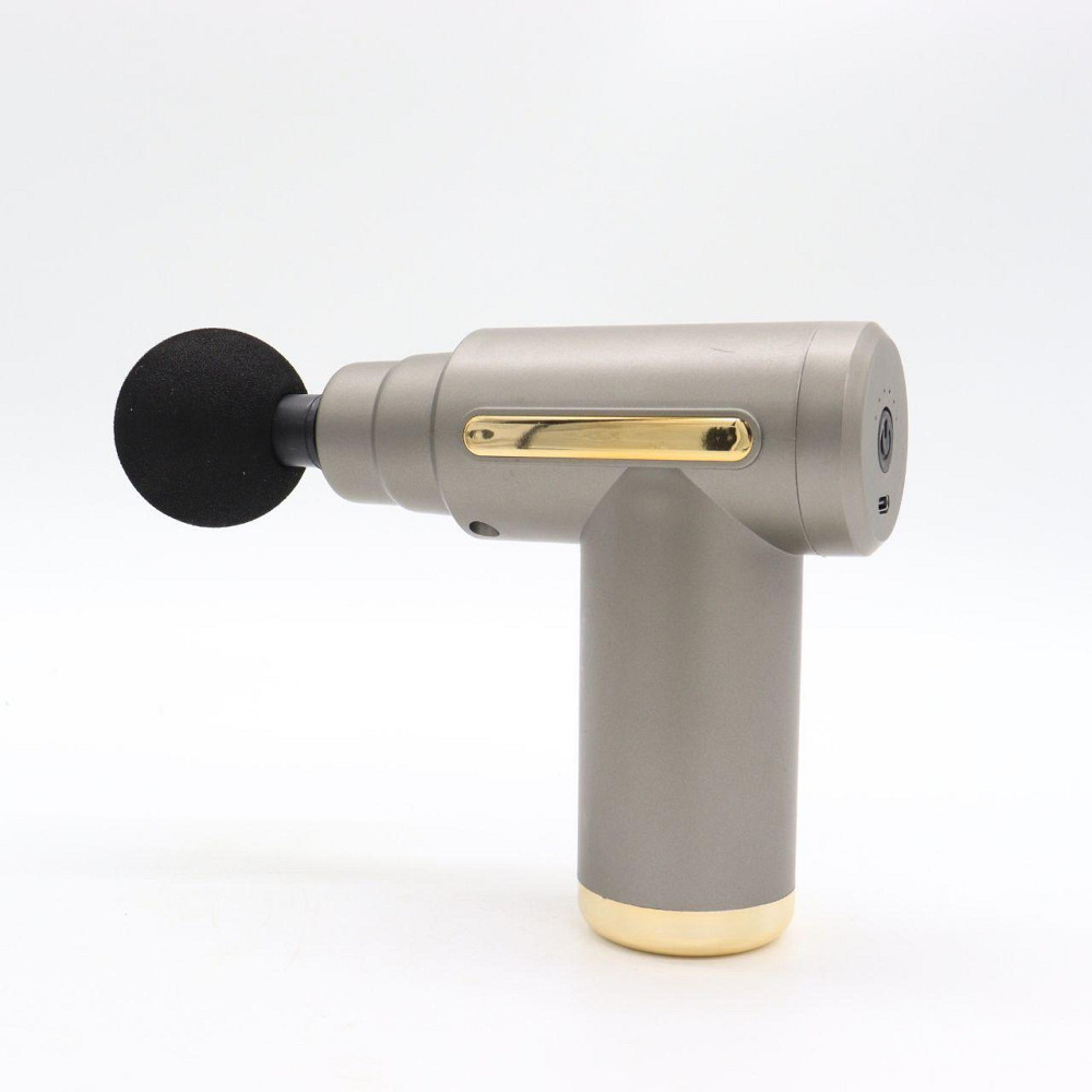 Перкуссионный массажер с 4 насадками Gun Massager, Серый / Ручной массажер / Массажер для тела Киев - изображение 3