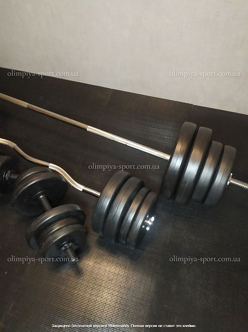 Штанга наборная 200 см + W-образный гриф + Гантели 130 кг Гантели, гири, штанги и диски ударопрочный пластик Киев - изображение 4