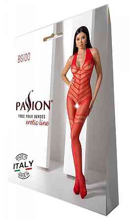 Бодістокінг з плетінням на животику Passion BS100 One Size, red, декоративний шов, з доступом Sex Aura Київ
