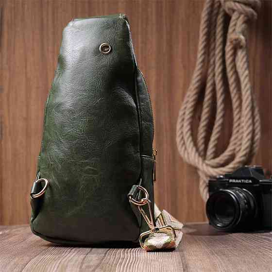 Трендова жіноча слінг сумка через плече з екошкіри Vintage 22755 Зелений Київ