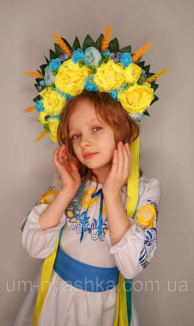 Віночок ободок з квітами "Сценічний з колосками та стрічками" Кривий Ріг - фото 3