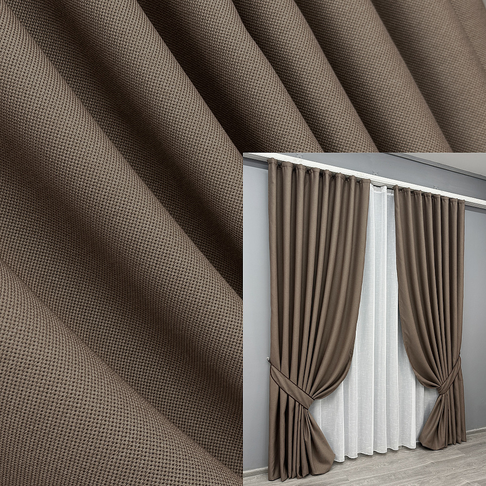 Комплект готовых штор VR-Textil Рогожка TERRA LUXE № 1860ш Какао 200х290 см 2 шт (32-194) Киев - изображение 1