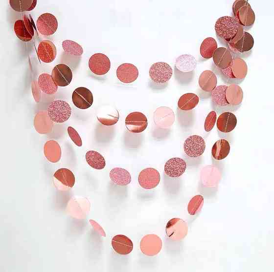 Гирлянда Кружки на нитке 4 м на 5 см розовое золото Киев