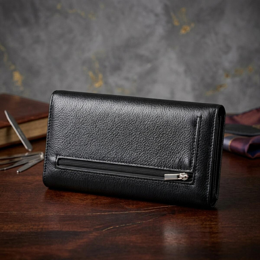 Удобный женский кошелек из натуральной кожи ST Leather 22523 Черный Киев - изображение 14