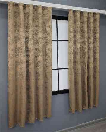 Комплект коротких штор VR-Textil Жакард Sultan YL № 1205ш Медово-золотистий 130х170 см 2 шт (35-0081) Київ