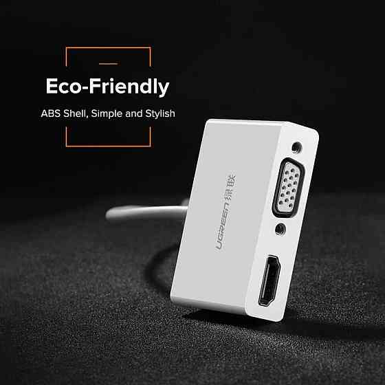Хаб адаптер перехідник UGREEN USB Type C to HDMI + VGA Converter (White) UGR-30843 Одеса