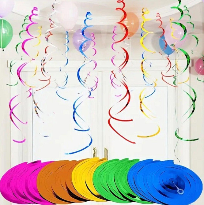 Набор гирлянд 18 полосочек 70 см разноцветный Киев - изображение 1