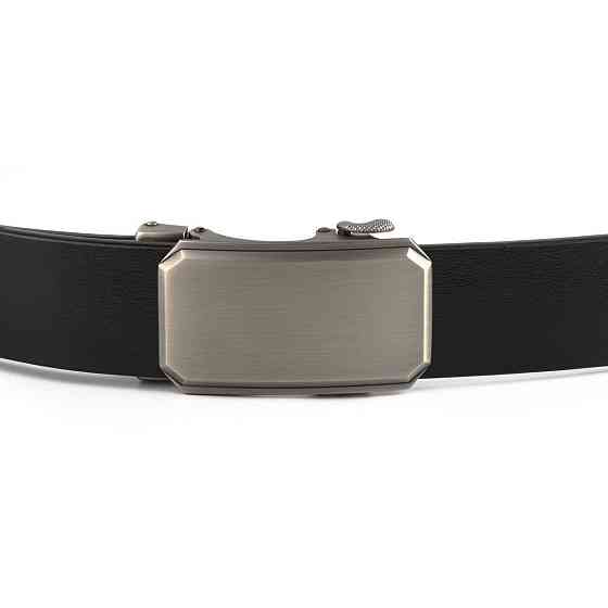 Ремень мужской с автоматической пряжкой закругленной Vintage 20275 Черный Киев