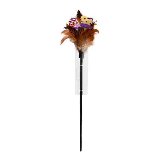 Іграшка для котів Дражнилка з пір'ям на стеку GiGwi Teaser, перо, пластик, текстиль, 55 см Коломия