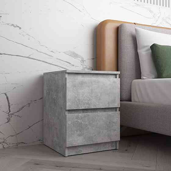 Прикроватная тумба VAYS R-5 Бетон, 2 ящика без ручек, ЛДСП 40×40×53 см – тумба в спальню Львов