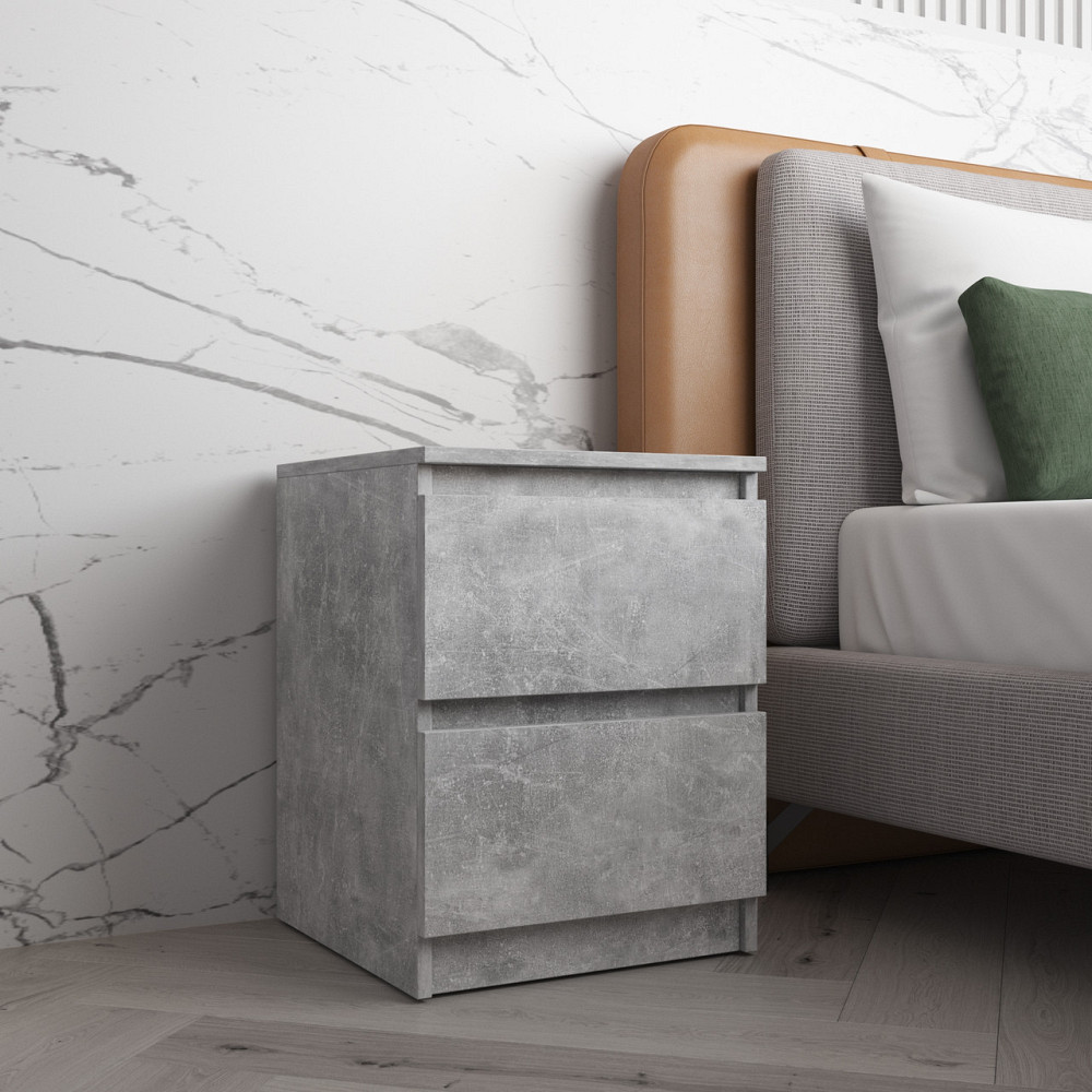 Прикроватная тумба VAYS R-5 Бетон, 2 ящика без ручек, ЛДСП 40×40×53 см – тумба в спальню Львов - изображение 1