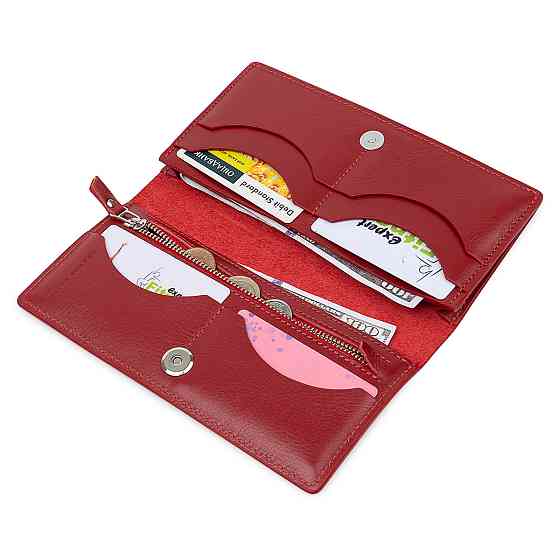 Вертикальне жіноче портмоне GRANDE PELLE 11555 Червоний Київ