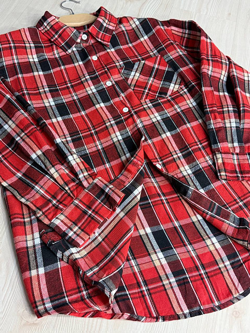 Рубашка женская Baoyu 225-1 в клетку оверсайз фланель, красный, one size Киев - изображение 19