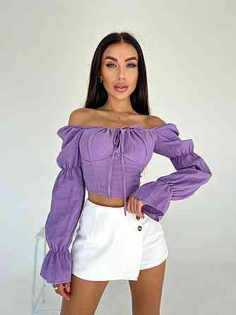 Жіночий літній романтичний топ муслін 100% бавовна Фіолетовий Одеса