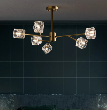 Світлодіодна люстра Кубик 8614 (Золота) на 6 плафонів Київ