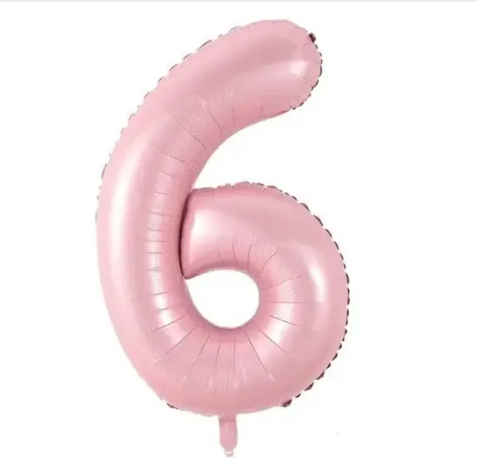 Цифра фольгирована 6 розовая  30