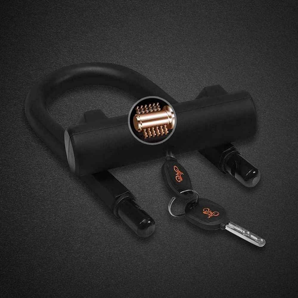 Велосипедний замок з гнучким сталевим тросом 1,2 м, U-подібний велозамок з 2 ключами, антивандальний компактний Київ - фото 8