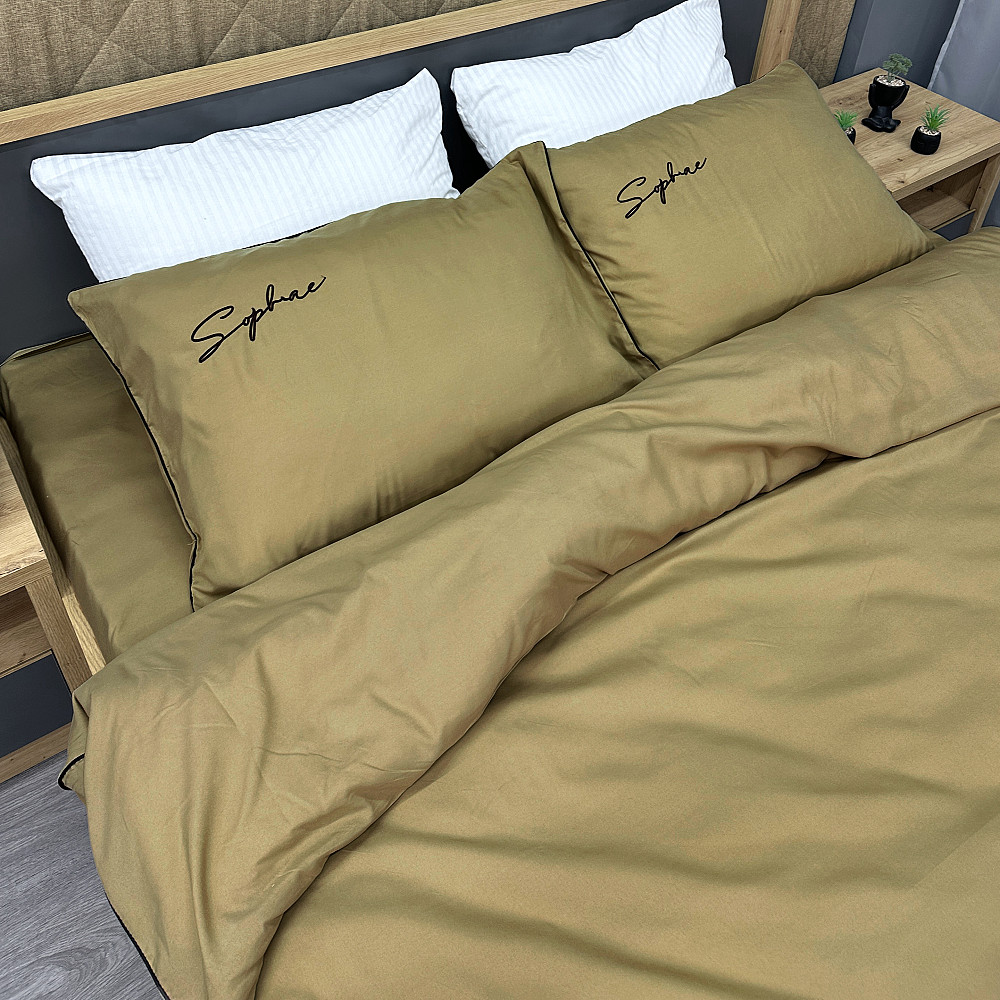 Комплект постільної білизни Сатин, Двоспальний 180х220 Шамуа (88-135) Київ - фото 1