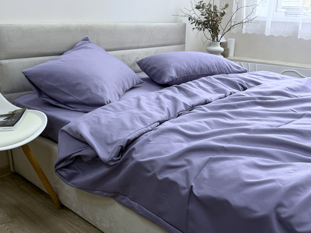 Ecotton Комплект постільної білизни Ecotton полуторний 150х215 см однотонний фіолетовий Nid Pur Коломия - фото 6