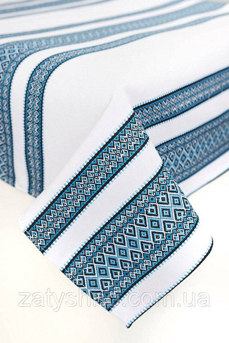 Скатертина вишита синя з серветками Київ - фото 2