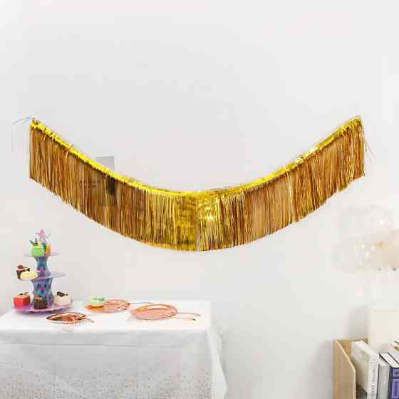 Гирлянда дождик для фотозоны 180 на 35 см золотистый Киев