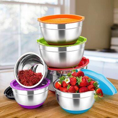 Набор из 5 мисок UN-1517 из нержавеющей стали с пластиковыми крышками для хранения и приготовления пищи Одесса - изображение 1